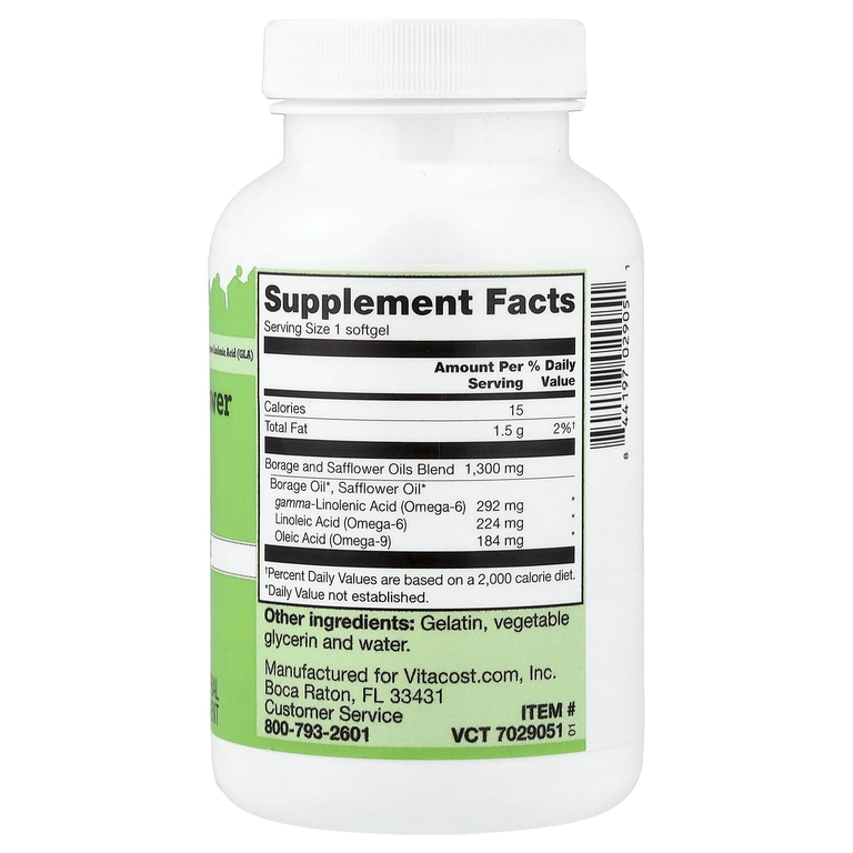 Vitacost, Borage and Safflower Oils Blend, 60 Softgels