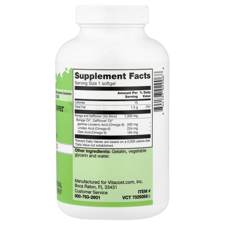 Vitacost, Borage and Safflower Oils Blend, 120 Softgels