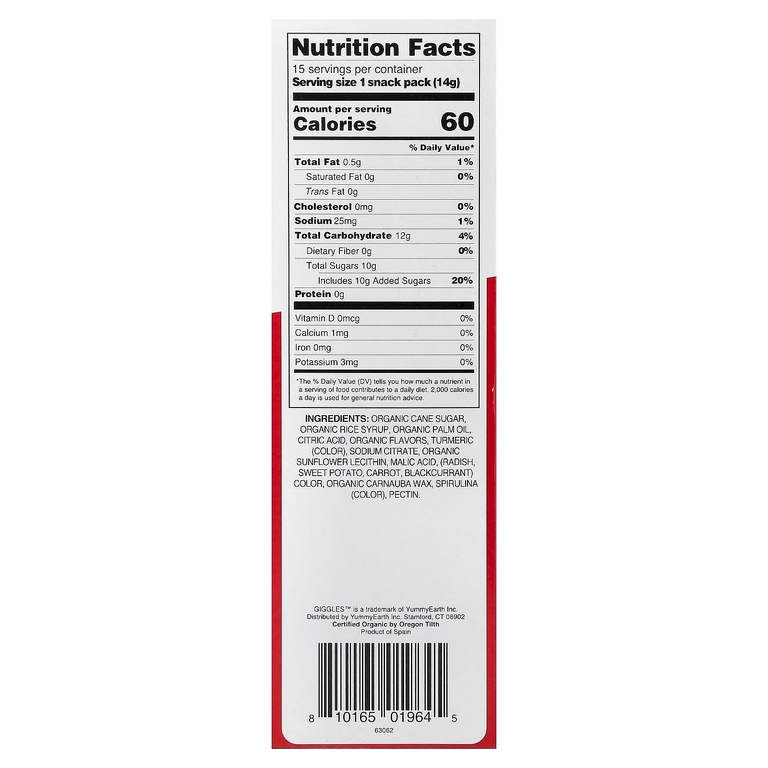 YumEarth, iHerb, органические снеки, фруктовый вкус, 15 упаковок по 14 г (0,5 унции) (Товар снят с продажи) 