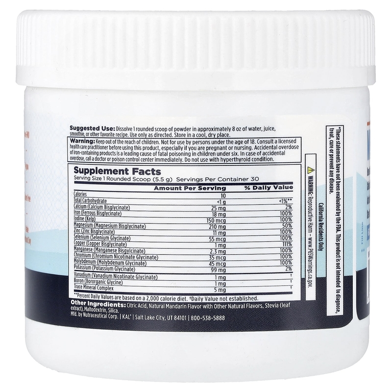 KAL, Total Mineral+, со вкусом мандарина, 167 г (5,8 унции)