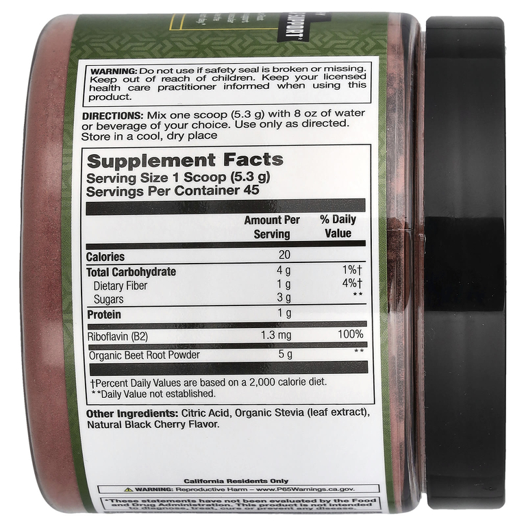 Action Labs, Ticker Tonic™, порошок из корнеплода свеклы, натуральный вкус черешни, 242 г (8,5 унции)