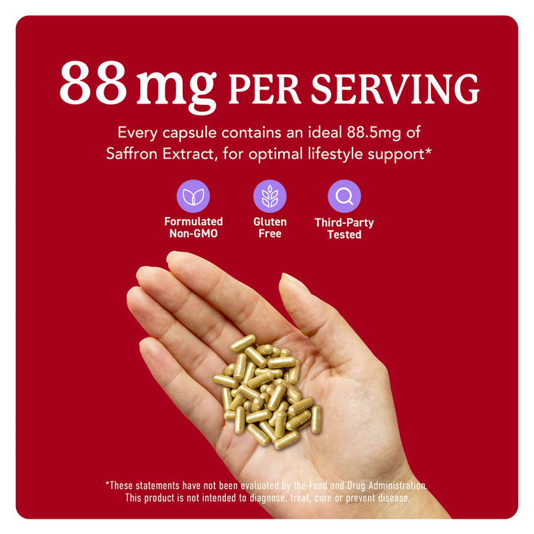 SMNutrition, экстракт шафрана, 88,5 мг, 90 капсул