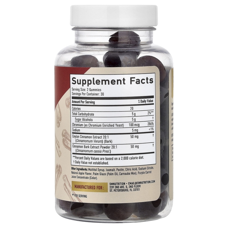 SMNutrition, жевательные таблетки с корицей, смесь цейлона и кассии, без сахара, яблочный пирог с корицей, 60 жевательных пастилок