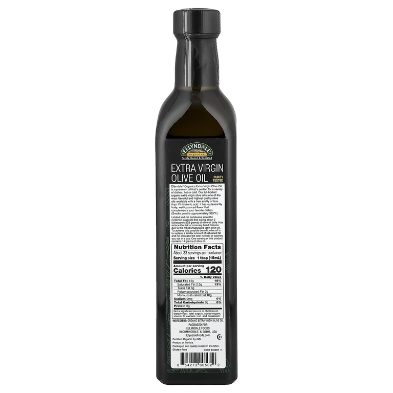 NOW Foods, Ellyndale® Organics, нерафинированное оливковое масло высшего качества, 500 мл (16,9 жидк. унции)
