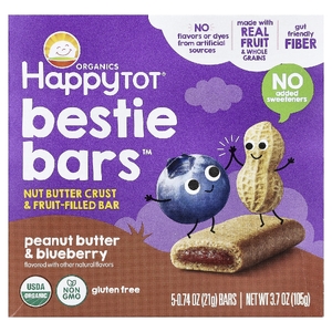 Happy Family Organics, HappyTot®, Bestie Bars™, арахисовая паста и голубика, 5 батончиков по 21 г (0,74 унции)