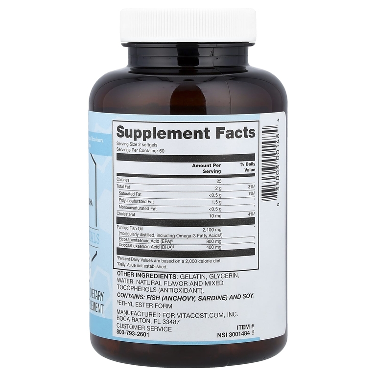 Vitacost, Synergy®, Mega EFA®, натуральный клубничный вкус, 120 капсул