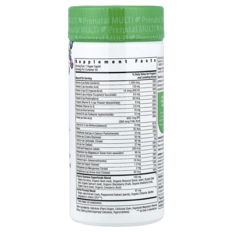 Rainbow Light, Prenatal One®+, питательные вещества из натуральных пищевых продуктов, 60 веганских капсул