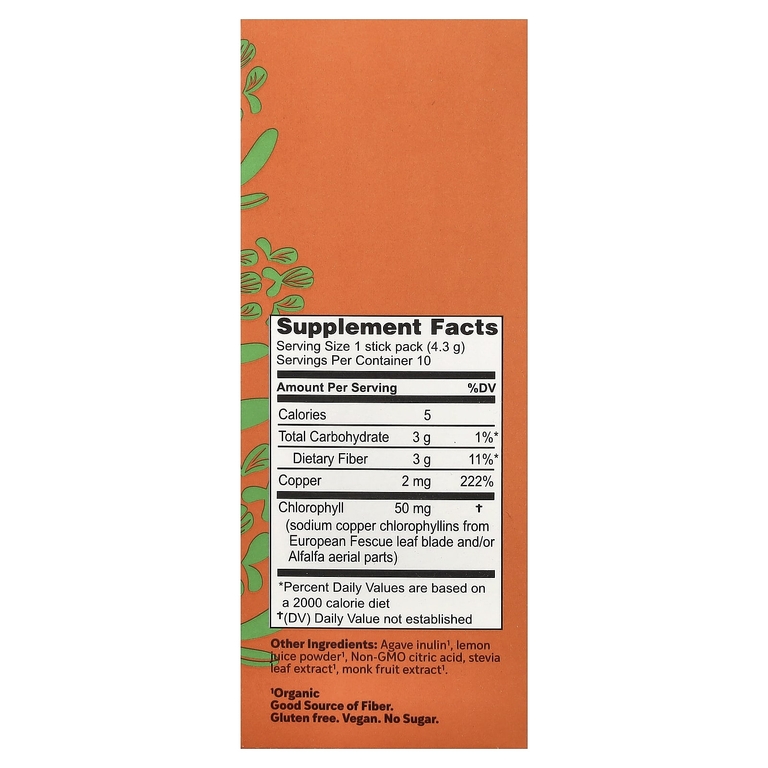 Herbs Etc., ChlorOxygen®, порошок из хлорофилла и клетчатки, со вкусом лимонада, 10 стик-пакетов по 4,3 г (0,15 унции)