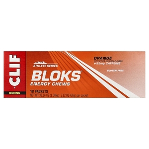 Clif Bar, Bloks® Energy жевательные таблетки, со вкусом апельсина, 18 пакетиков по 60 г (2,12 унции)