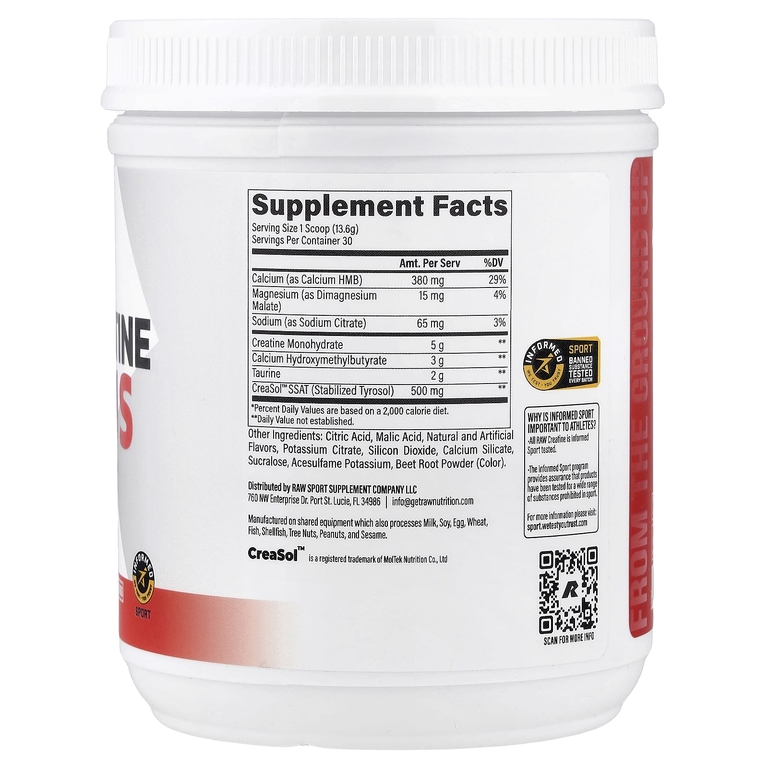 Raw Nutrition, Essentials, Creatine Plus, со вкусом кислого арбуза, 408 г (14,4 унции)