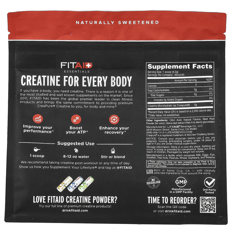 FITAID, Essentials, моногидрат креатина, яблоко Фуджи, 372 г (13,1 унции)