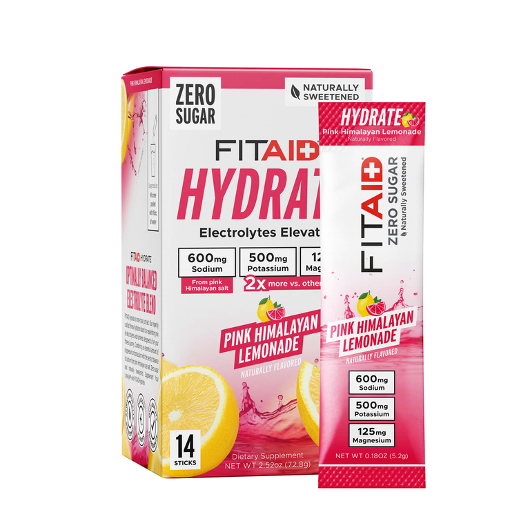 FITAID, Hydrate, розовый гималайский лимонад, 14 стиков по 5,2 г (0,18 унции)