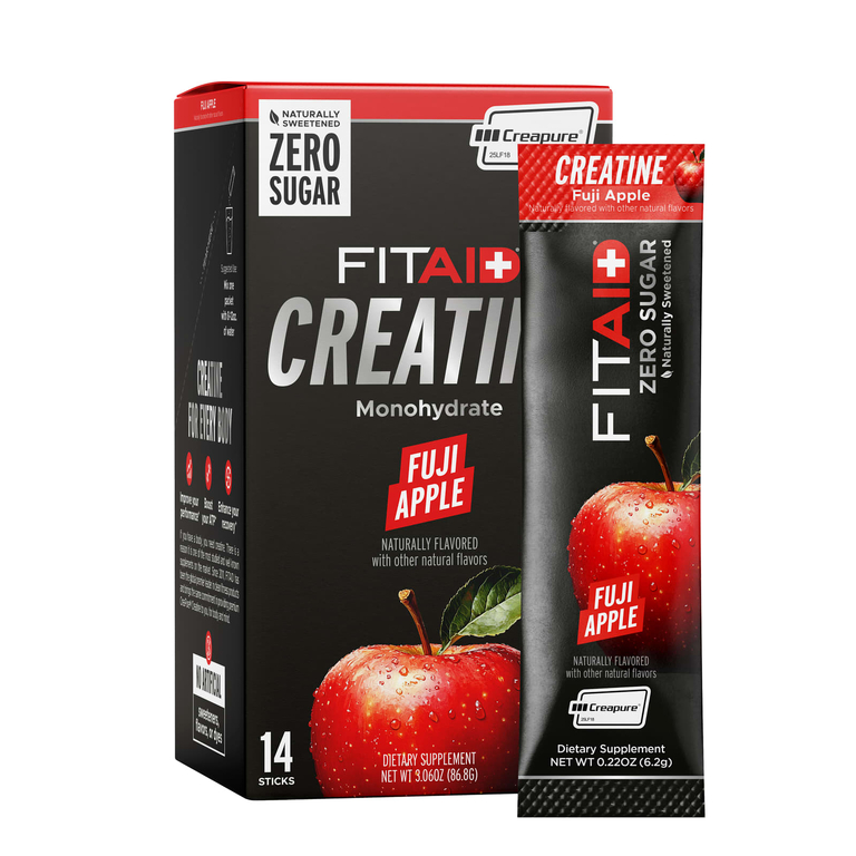 FITAID, Essentials, моногидрат креатина, яблоко Фуджи, 14 стиков по 6,2 г (0,22 унции)
