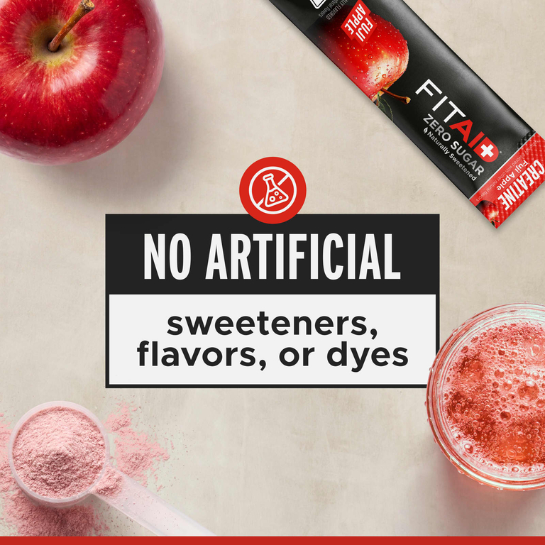FITAID, Essentials, моногидрат креатина, яблоко Фуджи, 14 стиков по 6,2 г (0,22 унции)