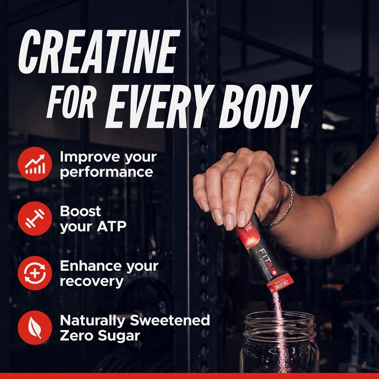 FITAID, Essentials, моногидрат креатина, яблоко Фуджи, 14 стиков по 6,2 г (0,22 унции)