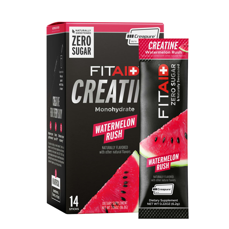 FITAID, Essentials, моногидрат креатина, со вкусом арбуза, 14 стик-пакетов по 6,2 г (0,22 унции)