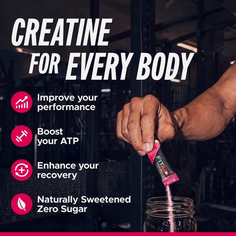 FITAID, Essentials, моногидрат креатина, со вкусом арбуза, 14 стик-пакетов по 6,2 г (0,22 унции)