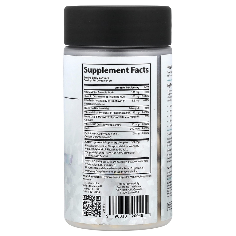 Aurora Nutrascience, комплекс витаминов группы B, 60 капсул