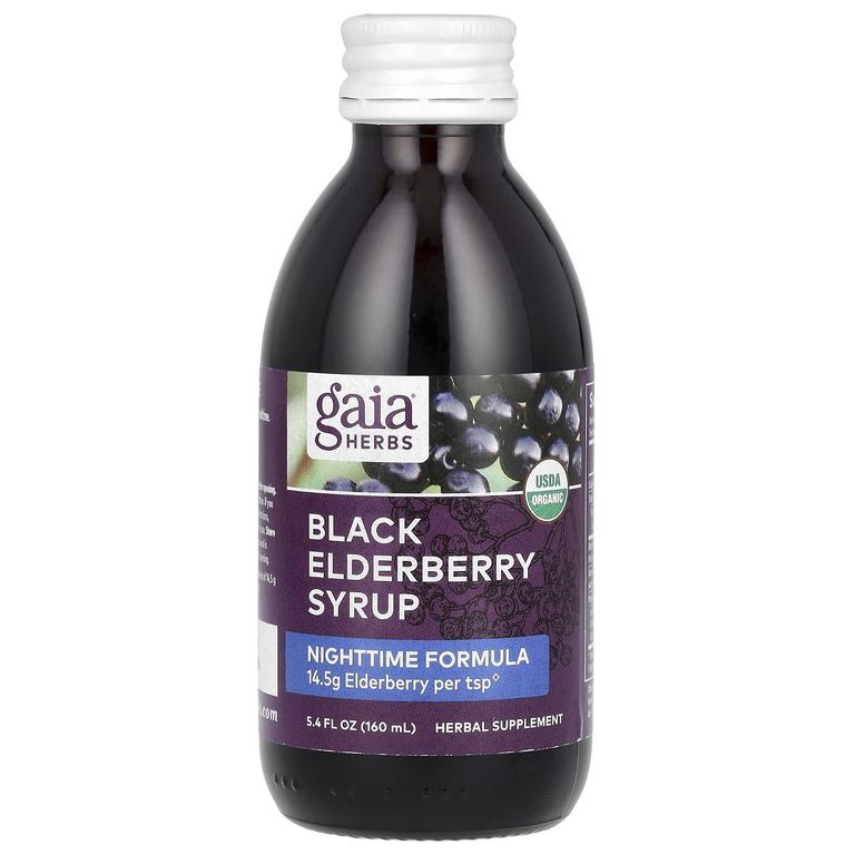 Gaia Herbs, сироп из черной бузины для приема перед сном, 160 мл (5,4 жидк. унции) (Товар снят с продажи) 