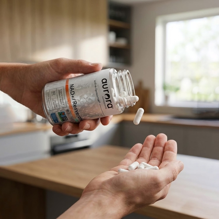 Aurora Nutrascience, НАД+ и ресвератрол, 60 капсул