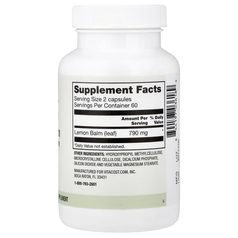 Vitacost, Everyday, мелисса лекарственная, 120 капсул (395 мг в капсуле)