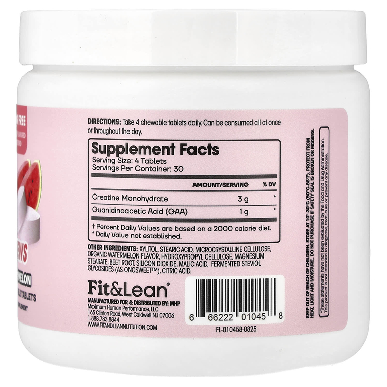 Fit & Lean, My Lean Creatine™, жевательные таблетки, со вкусом арбуза, 120 жевательных таблеток