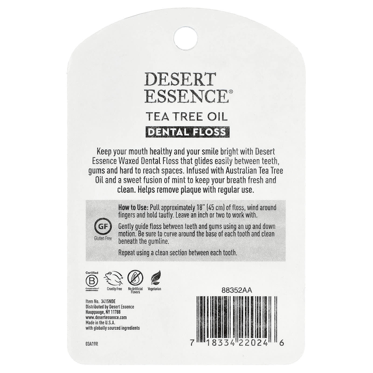 Desert Essence, зубная нить, вощеная, с маслом чайного дерева, 6 шт., 45,7 м (50 ярдов)