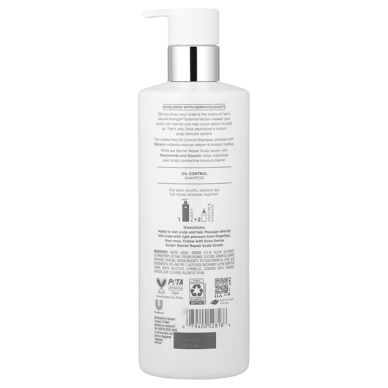 Dove, Derma Scalp, шампунь для контроля жирности, 454 г (16 жидк. унций)