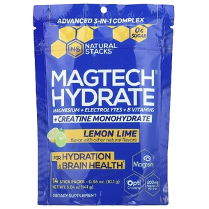 Natural Stacks, Magtech® Hydrate, лимон и лайм, 14 стик-пакетов по 10,1 г (0,36 унции)