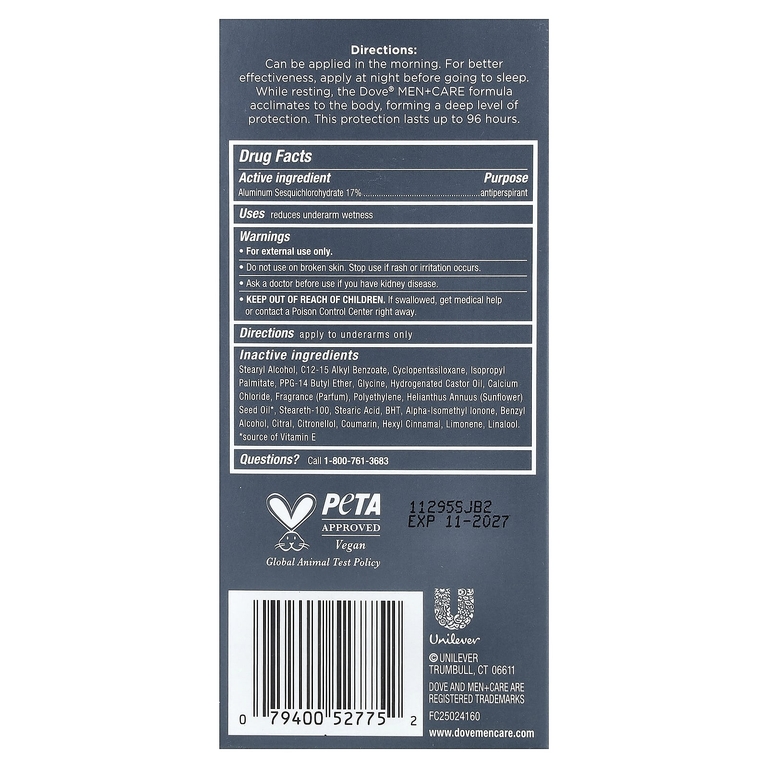 Dove, Men + Care, антиперспирант с максимальной защитой, Clean Comfort, 74 г (2,6 унции)