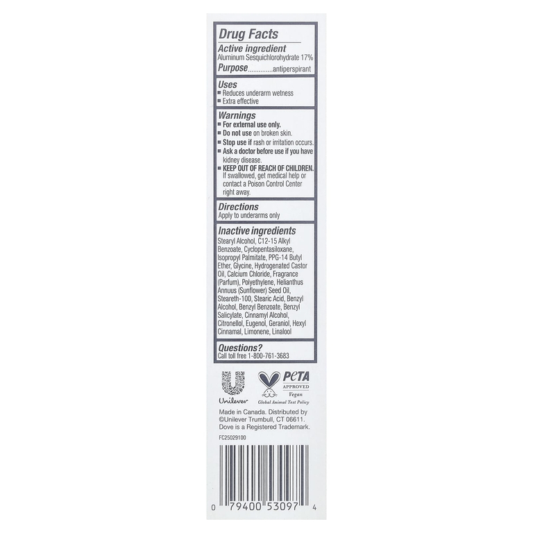 Dove, Clinical + Care, дезодорант-антиперспирант, Original Clean, 74 г (2,6 унции)