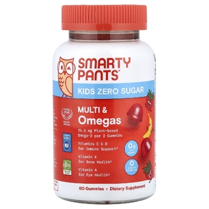 SmartyPants, для детей, мультивитамины и омега-3, со вкусом клубники и банана, 60 жевательных таблеток