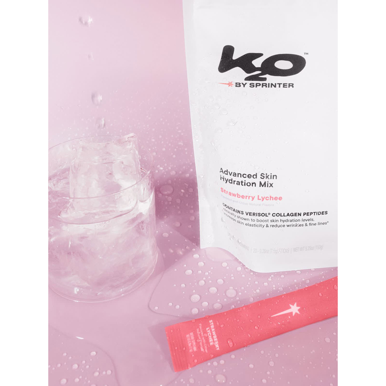 k2o by Kylie Jenner, смесь для улучшенного увлажнения кожи, клубника и личи, 20 стиков по 7,5 г