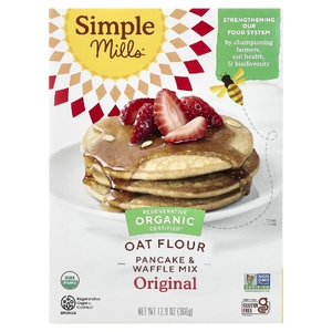 Simple Mills, смесь из органической овсяной муки для блинов и вафель, оригинальная, 366 г (12,9 унции)