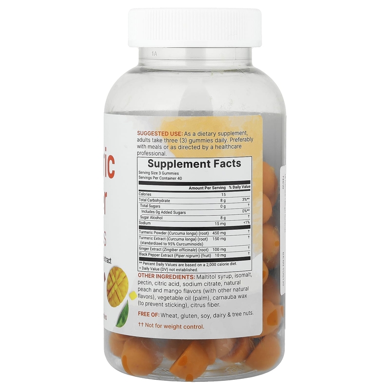 Micro Ingredients, жевательные таблетки с куркумой и имбирем, персик и манго, 120 жевательных таблеток