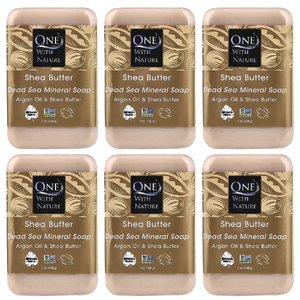 One with Nature, кусковое мыло с минералами Мертвого моря, масло ши, 6 шт. по 198 г (7 унций)