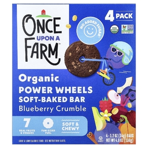 Once Upon A Farm, Organic Power Circles, мягкий запеченный батончик, крошка из голубики, 4 батончика по 34 г (1,2 унции)