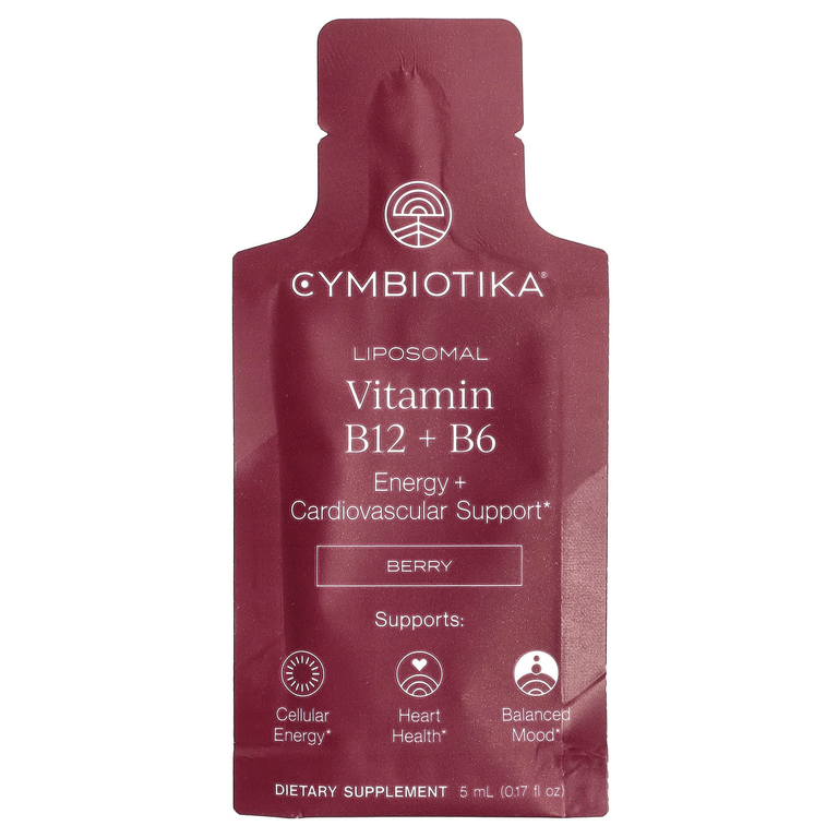 Cymbiotika, липосомальные витамины B12 и B6, с ягодным вкусом, 28 пакетиков по 5 мл (0,17 жидк. унции)