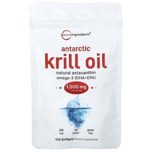 Micro Ingredients, масло антарктического криля, 150 капсул (500 мг в 1 капсуле)