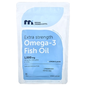 Micro Ingredients, рыбий жир с омега-3, лимон, 300 капсул (500 мг в 1 капсуле)