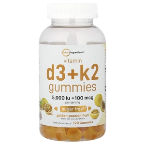 Micro Ingredients, жевательные витамины D3 и K2, золотистая маракуйя, 120 жевательных таблеток