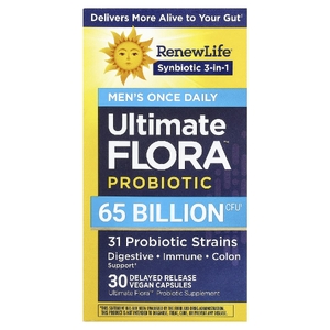 Renew Life, Ultimate Flora™, пробиотик для мужчин для приема один раз в день, 30 веганских капсул с отсроченным высвобождением