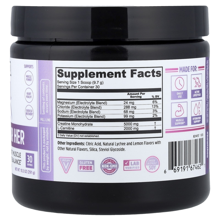 Zhou Nutrition, Creatine For Her, со вкусом личи и лимона, 291 г (10,3 унции)