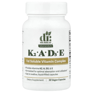 Dr. Murray's, витамины K2, A, D3, E, 30 веганских капсул