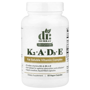 Dr. Murray's, витамины K2, A, D3, E, 60 веганских капсул
