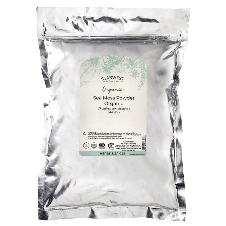 Starwest Botanicals, органический морской мох в порошке, 453,6 г (1 фунт)