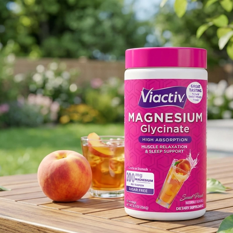 Viactiv, глицинат магния, без сахара, со вкусом сладкого персика, 234 г (8,3 унции)