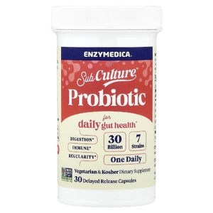 Enzymedica, Sub Culture™, пробиотик для ежедневного здоровья кишечника, 30 млрд, 30 капсул с отсроченным высвобождением