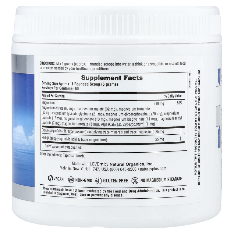 NaturesPlus, KalmAssure®, комплекс с магнием 12, без добавок, 300 г (0,66 фунта)