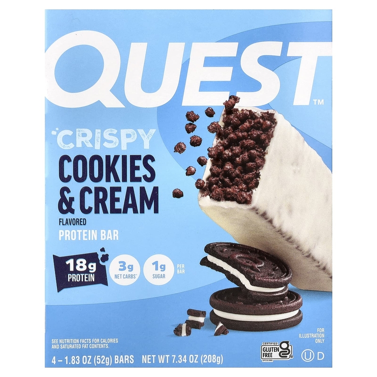 Quest Nutrition, протеиновый батончик, хрустящее печенье с кремом, 4 батончика по 52 г (1,83 унции)